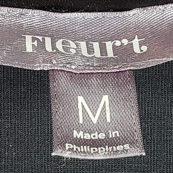 Fleur’t Pajamas Sleep Shirt Womens Black Size Medium M Long Sleeve Button - Picture 6 of 9